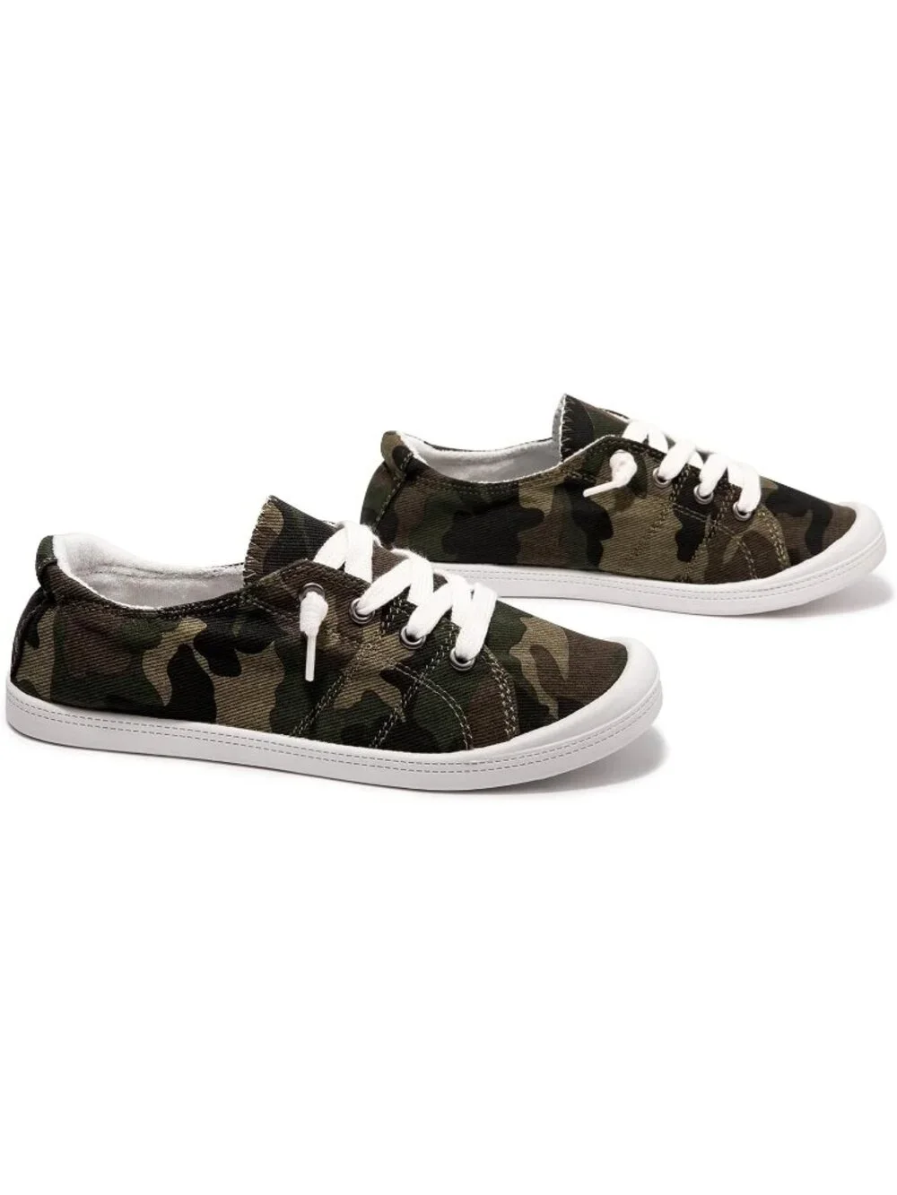 Womens Camo Canvas Slipon Sneaker Canvas Low Top Walking Shoes Fashion Sneakers